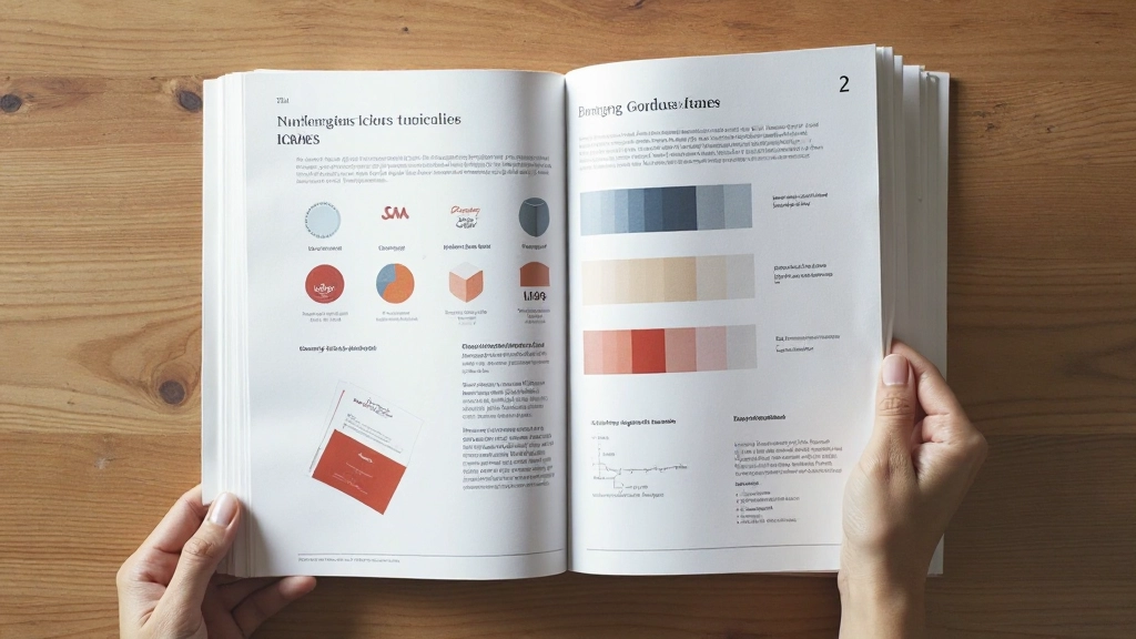 Close-up van merkrichtlijnen document met logoversies, kleurpalette swatches, typografievoorbeelden en schaalstudies