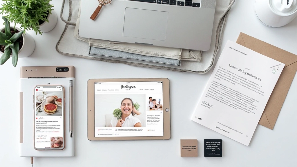 Verschillende apparaten en mediatypen die merkassets tonen — smartphone, tablet, laptop, en afgeprint papier